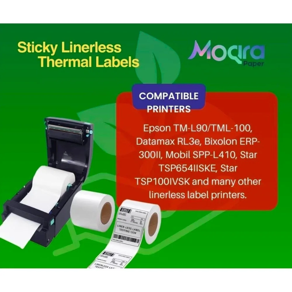 24 Rolls Moqra Paper Sticky Linerless Thermal Labels 1